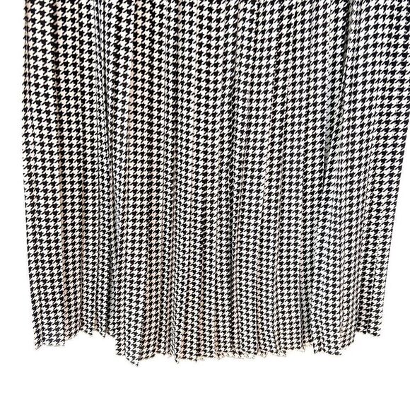 J. Crew Factory White Black Houndstooth Print Pleated Midi Skirt 12P - Picture 10 of 10